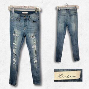 KanCan Jeans Women Size 26 Blue Skinny‎ Distressed Ripped Destroyed Hippie Boho